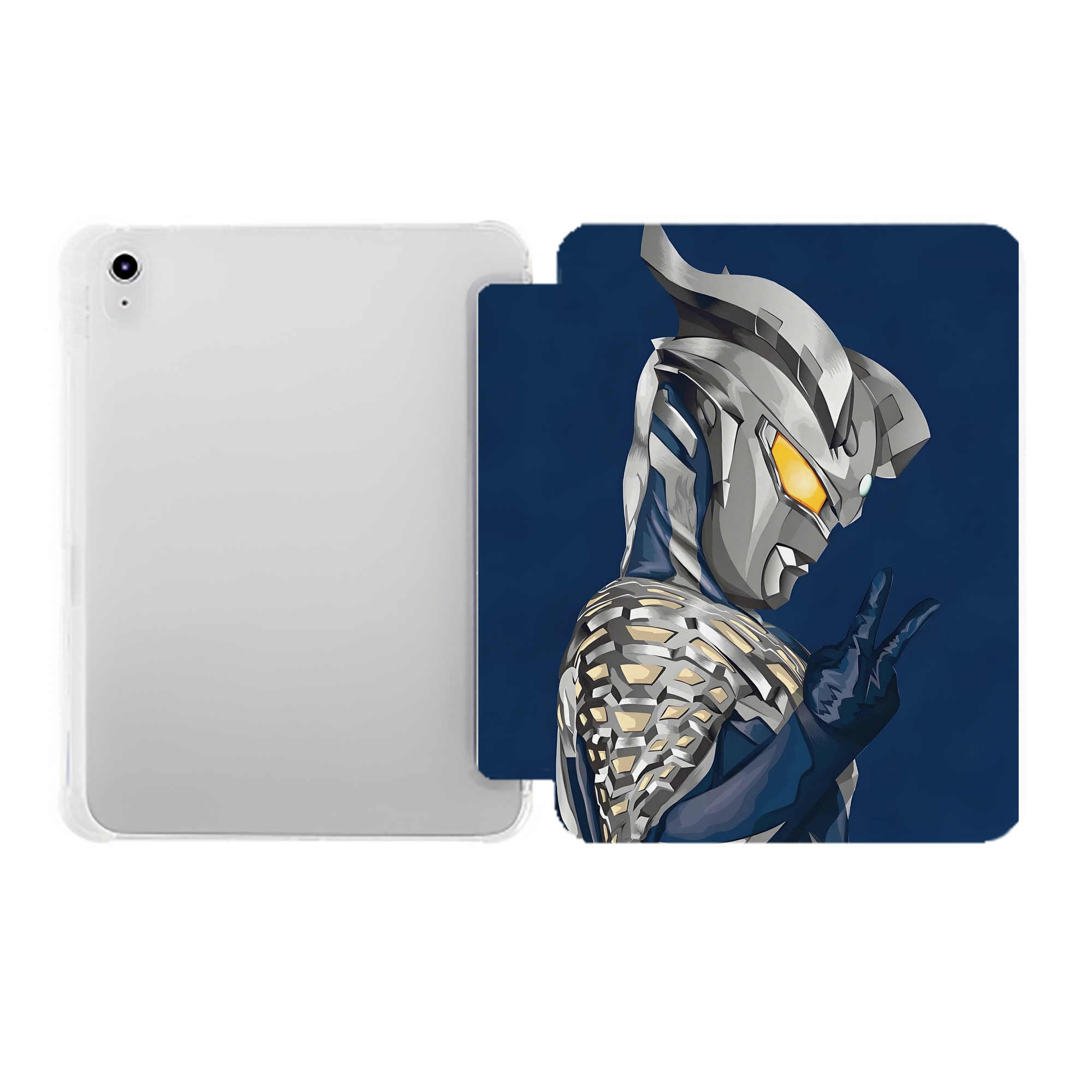 （画像用） ウルトラマン Ultraman IPad ケース ペン収納付き 三つ折りスタンド PUレザー×シリコン 対応機種9.5/10.5/10.9インチ